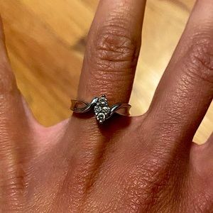 diamond ring, 10k white gold